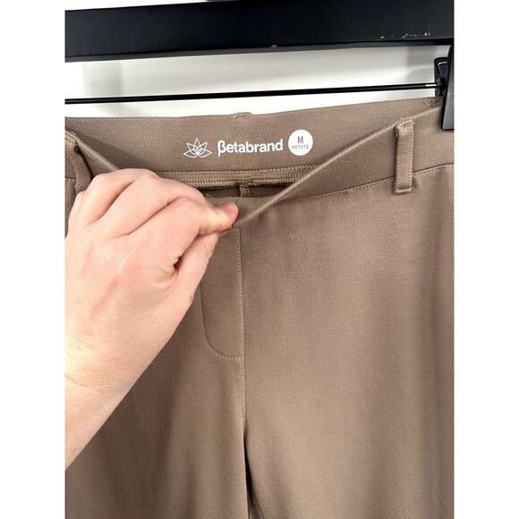 Betabrand Dress Yoga Pant Tan Stretch Straight Bootcut Leg Size Medium Petite - Picture 5 of 8